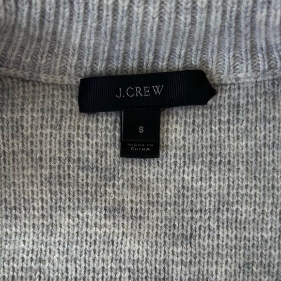 J.CREW Wool Snap Placket Preppy High Neck Pullover Sweater in Gray-Size S - Picture 3 of 5